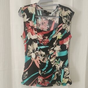 Style & Co Sz Medium. Sleeveless Ruched,Floral. Business. Casual.Y2k